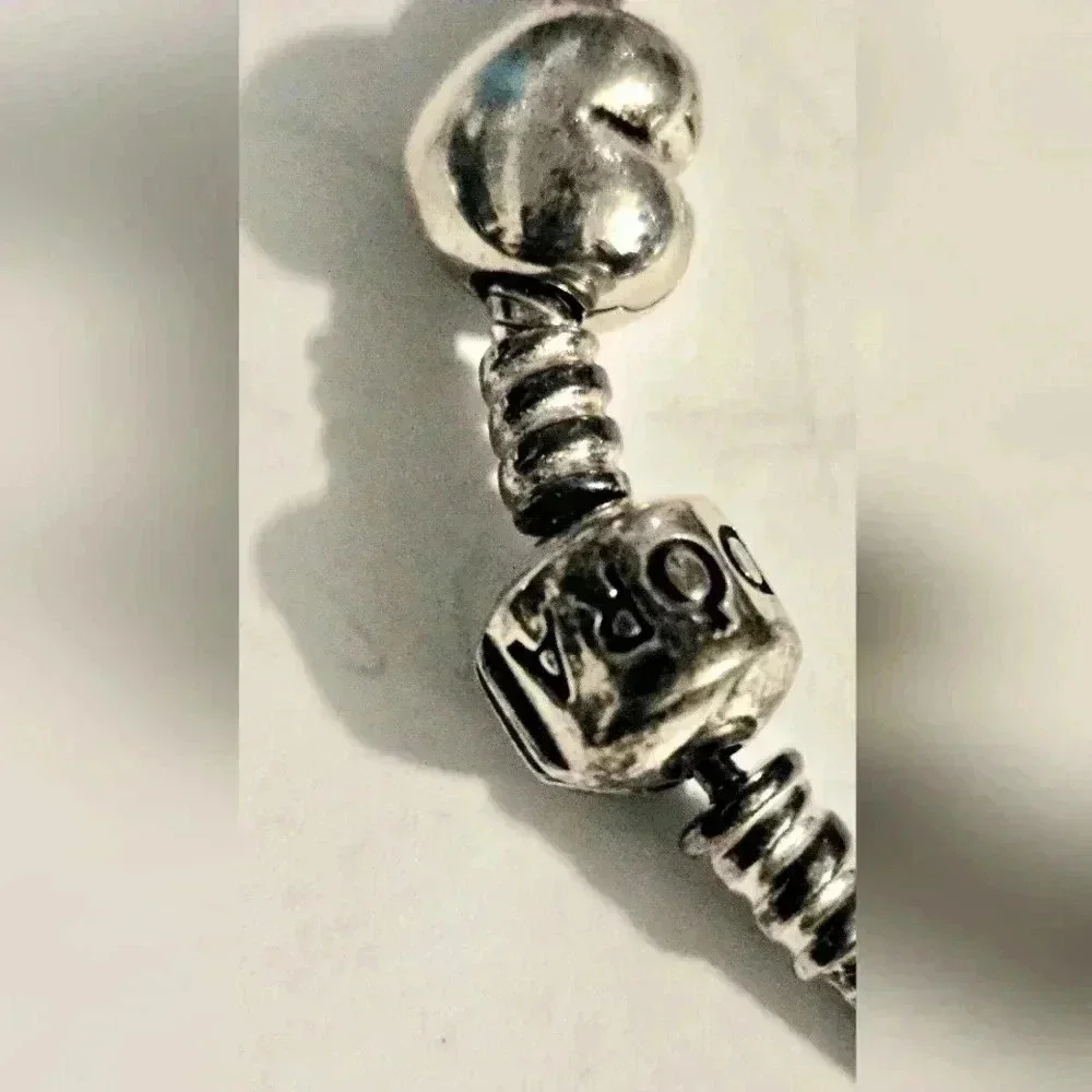 Pandora bracelet with 4 charms 100% Silver Authentic - Picture 4 of 13